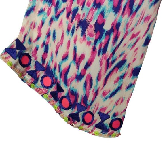 TAJ by Sabrina Crippa Maxi Dress Size Small Silk Beaded Embroidered Kaftan Tunic - Picture 3 of 7